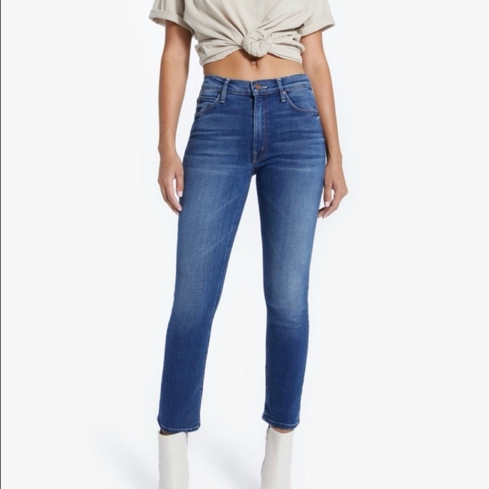 MOTHER Mid-Rise Ankle Crop Jeans - Blue